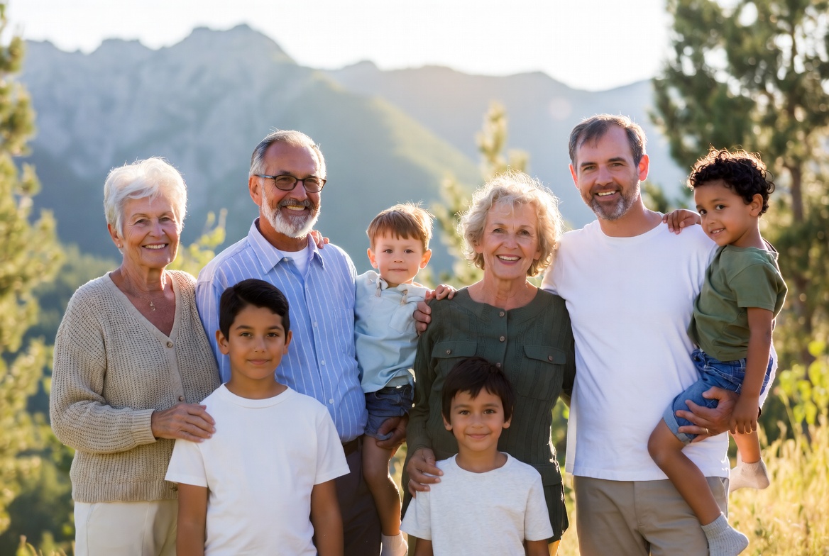 Happy multi-generational family protected by health insurance